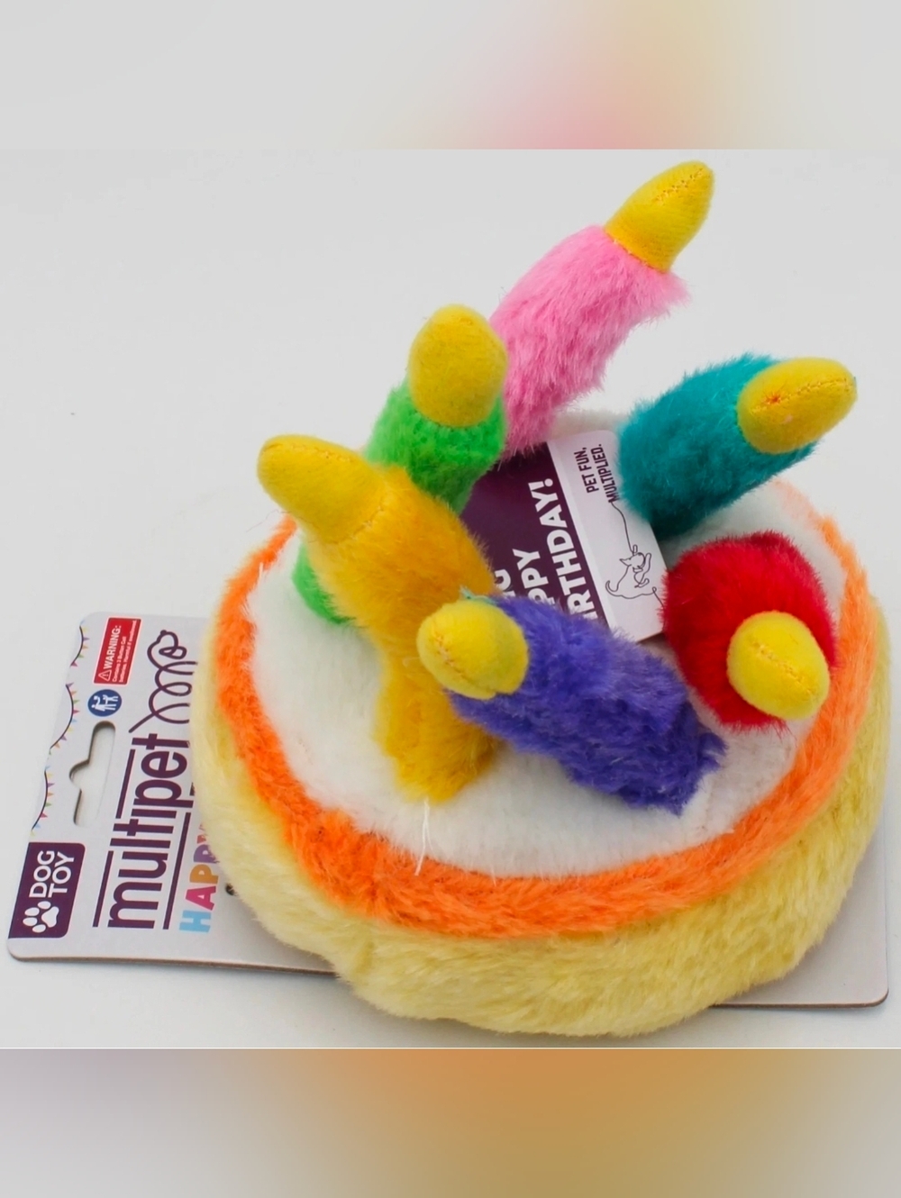 Multipet Birthday Cake Plush Dog Sound Toy Plays - HAPPY BIRTHDAY - Music Song